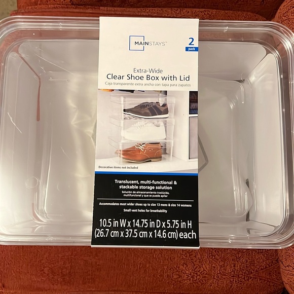 Clear Storage Shoe Boxes - Set of 2 TWO Extra Wide STACKABLE ORGANIZATION - Picture 3 of 6